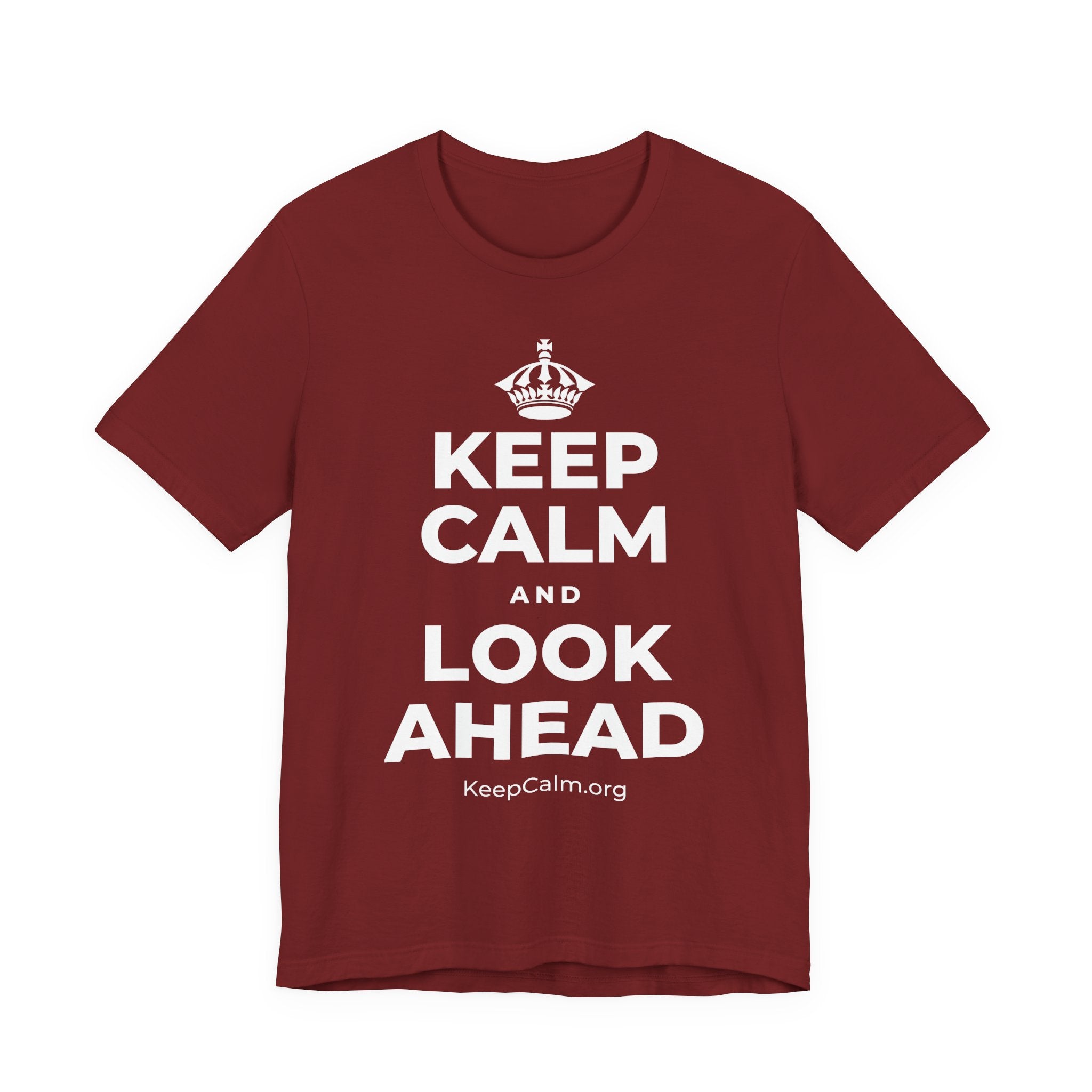 KEEP CALM AND LOOK AHEAD T-Shirt (Baby Blue–Silver)