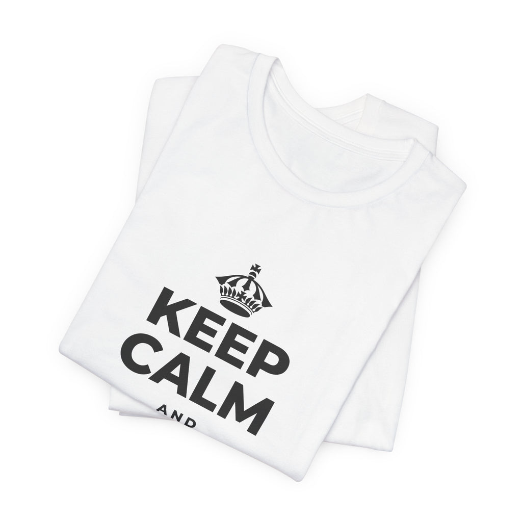 KEEP CALM AND TAKE THE LEAP T-Shirt (White–Asphalt)