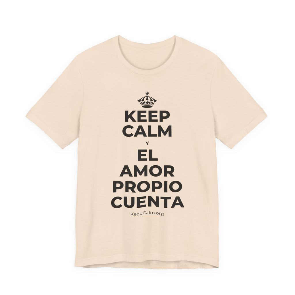 KEEP CALM Y EL AMOR PROPIO CUENTA T-Shirt (Soft Cream–Heather Mauve)