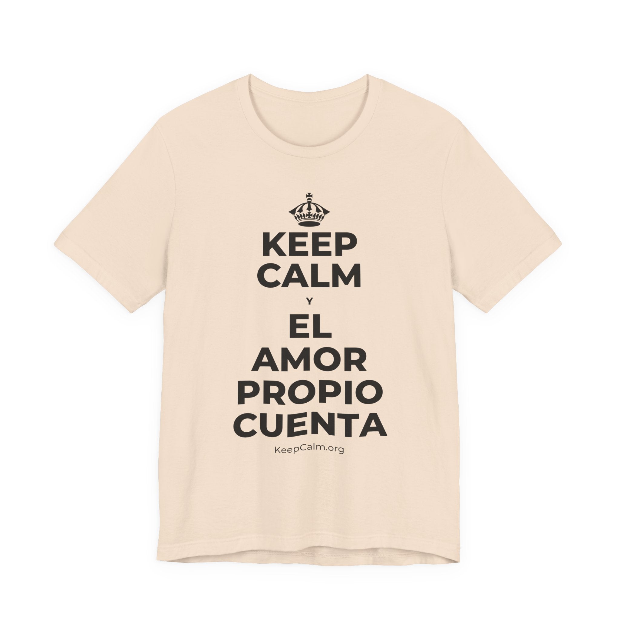 KEEP CALM Y EL AMOR PROPIO CUENTA T-Shirt (Soft Cream–Heather Mauve)