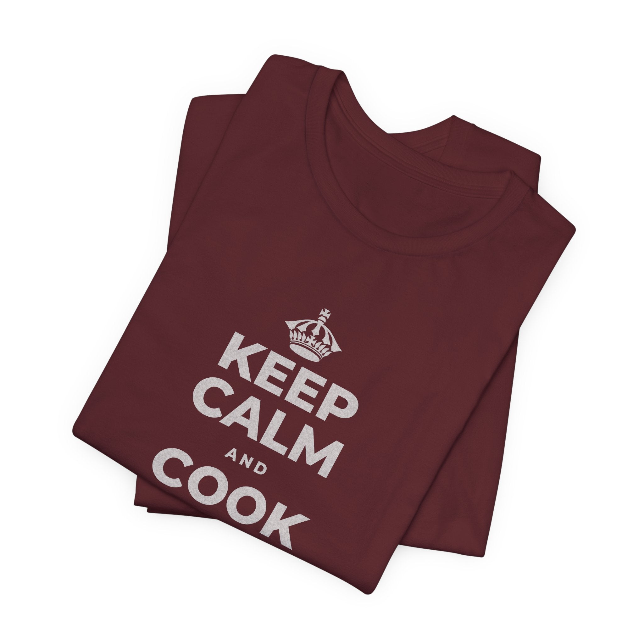 KEEP CALM AND COOK SOMETHING T-Shirt (Baby Blue–Silver)