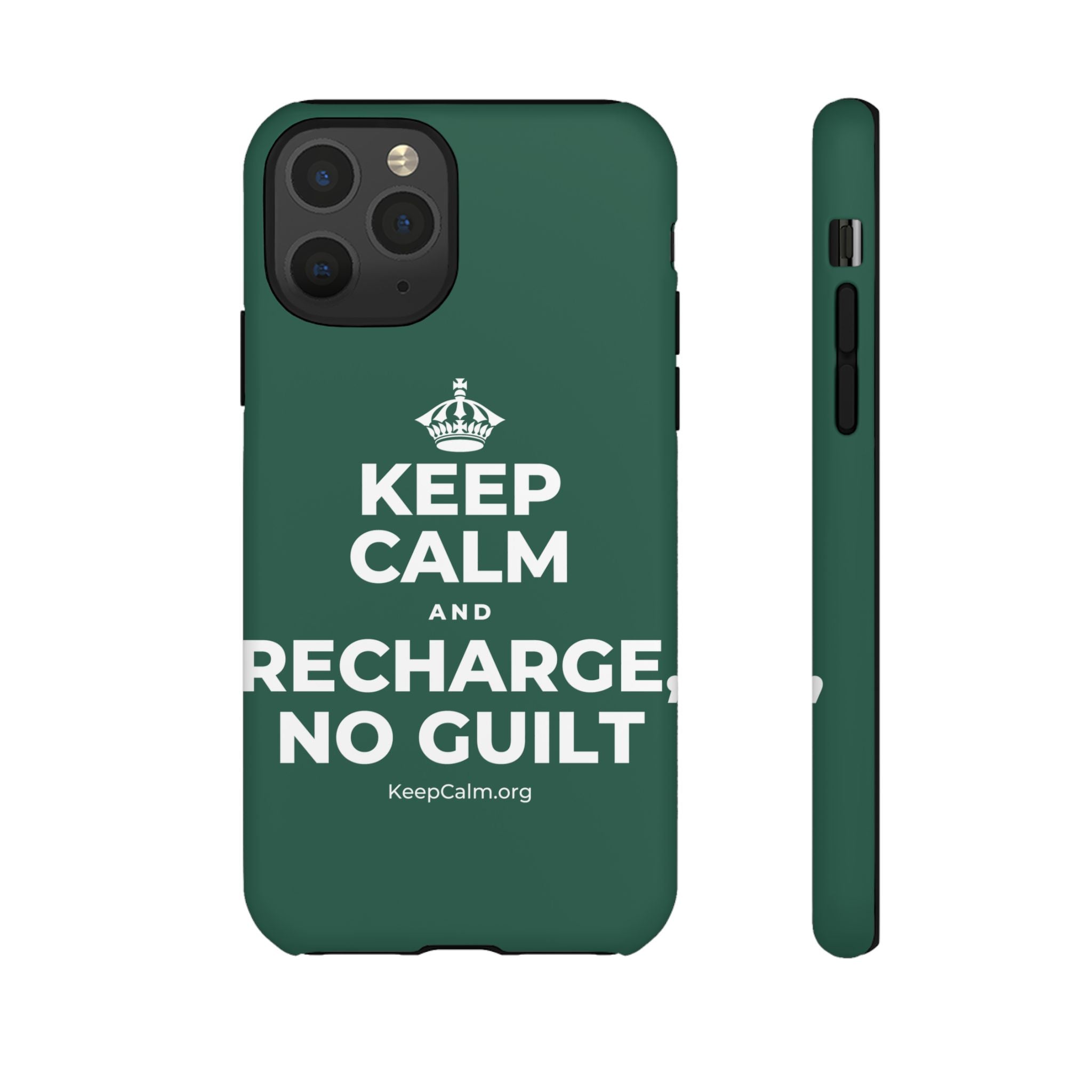 KEEP CALM AND RECHARGE, NO GUILT Phone Case
