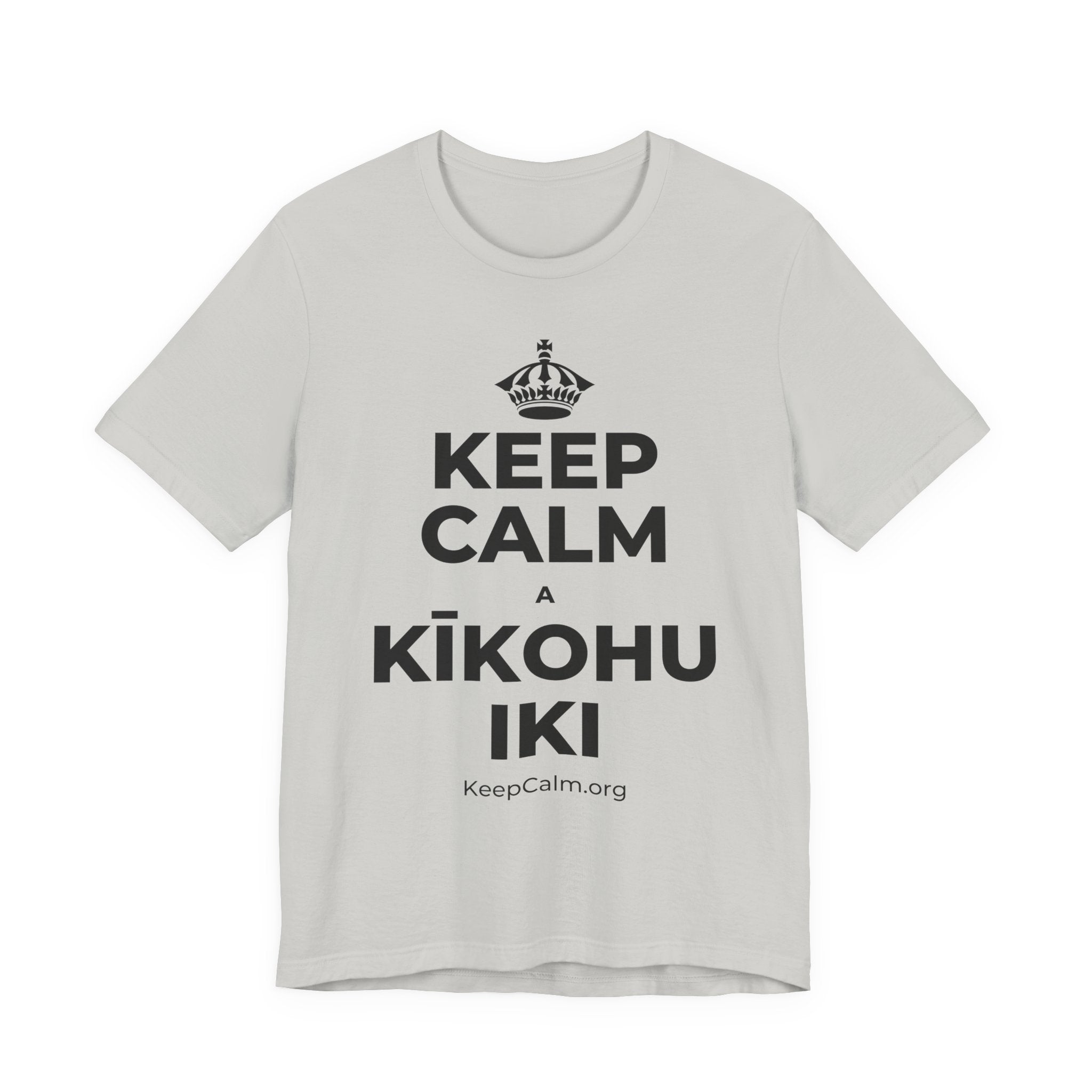KEEP CALM A KĪKOHU IKI T-Shirt (Baby Blue–Silver)