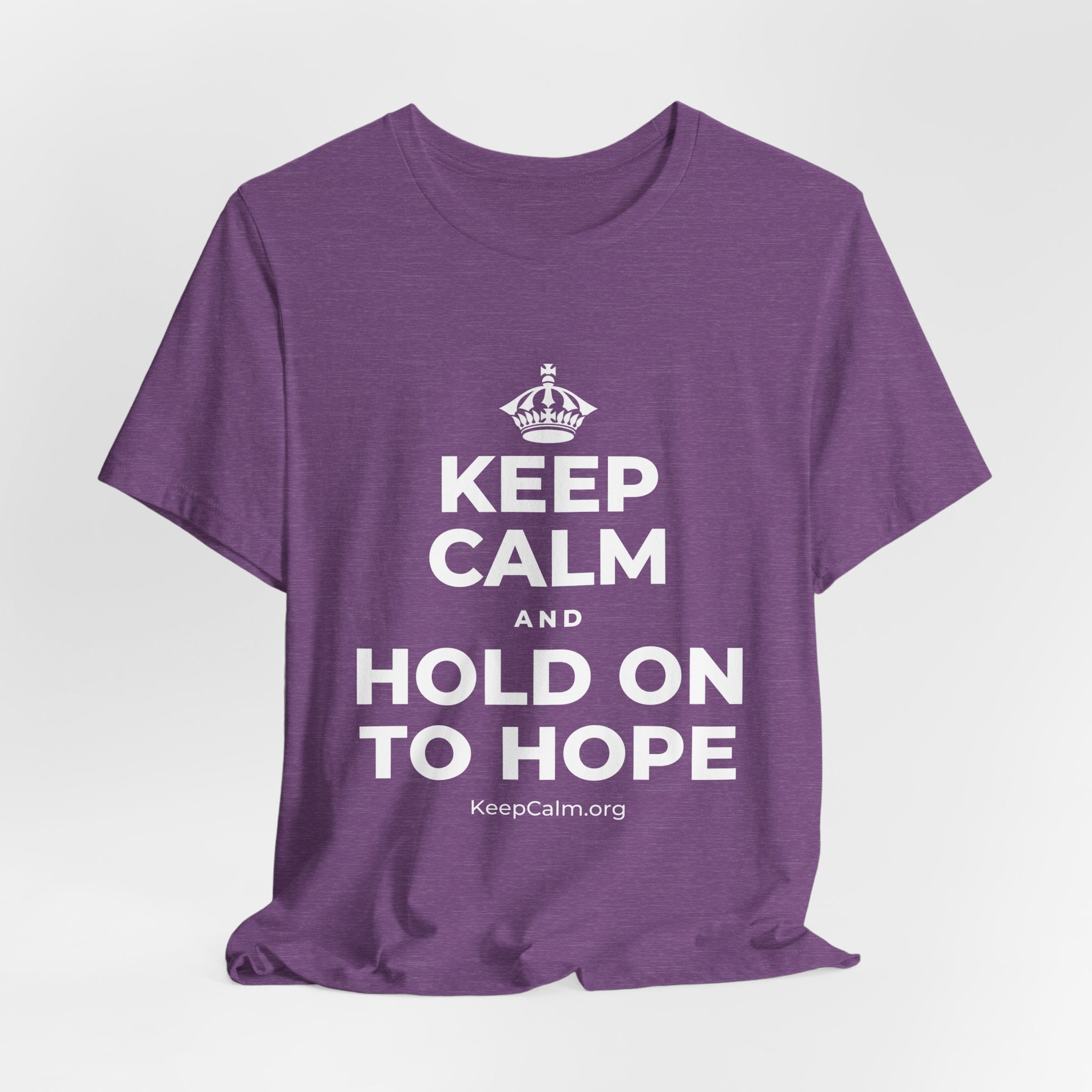 KEEP CALM AND HOLD ON TO HOPE T-Shirt (Baby Blue–Silver)
