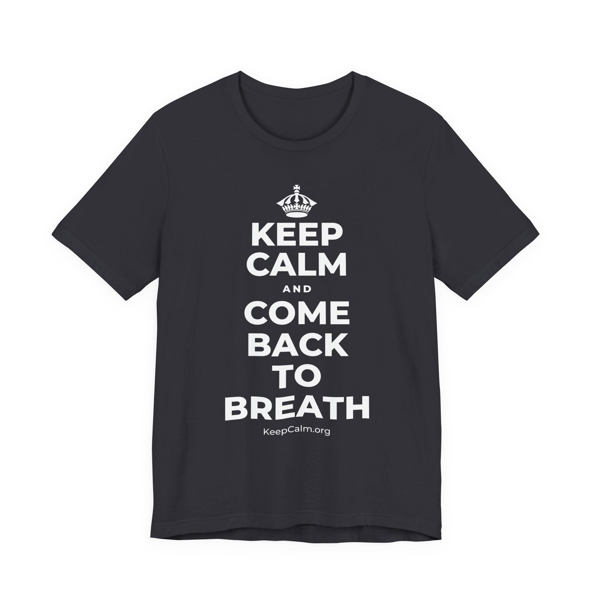 KEEP CALM AND COME BACK TO BREATH T-Shirt (Baby Blue–Silver)