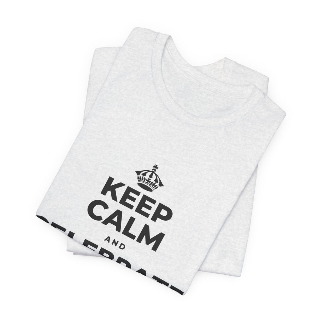 KEEP CALM AND CELEBRATE THE SMALL STUFF T-Shirt (Soft Cream–Heather Mauve)