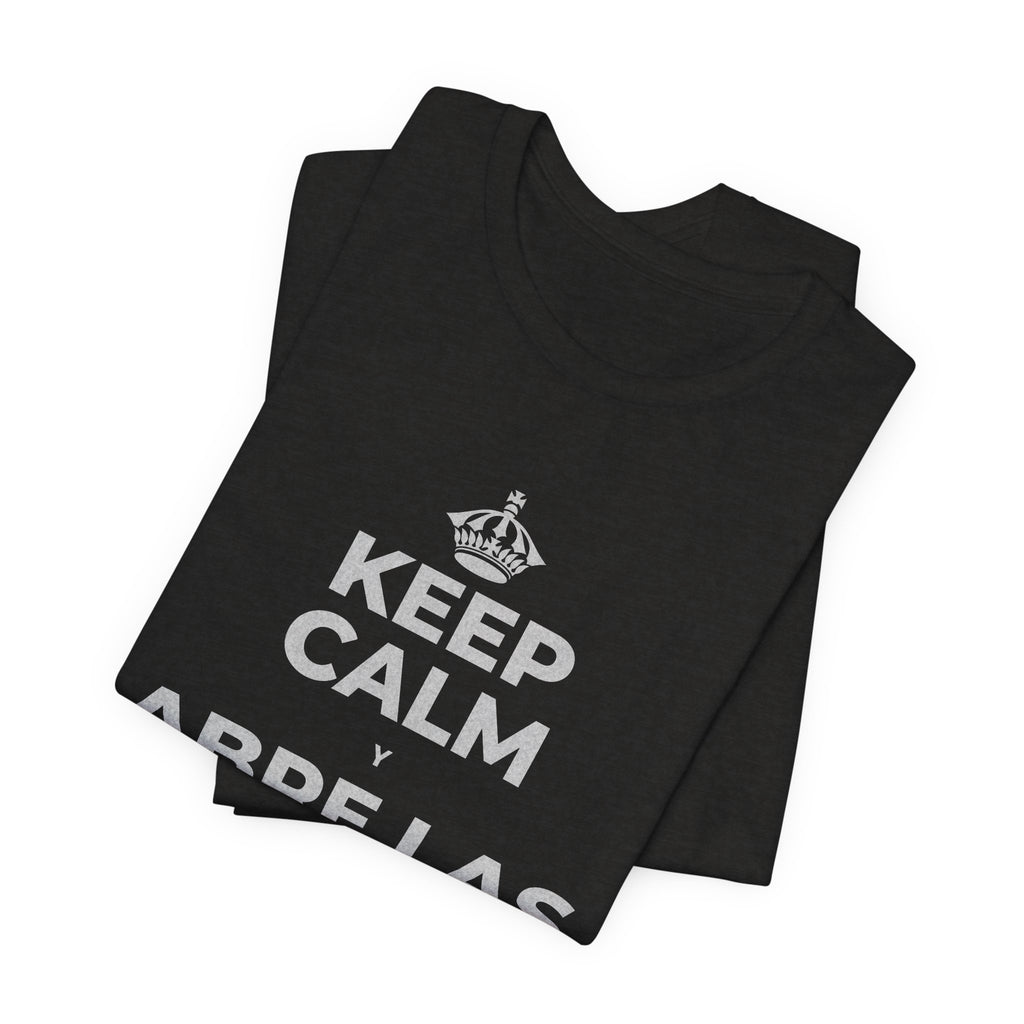 KEEP CALM Y ABRE LAS VENTANAS T-Shirt (Soft Cream–Heather Mauve)