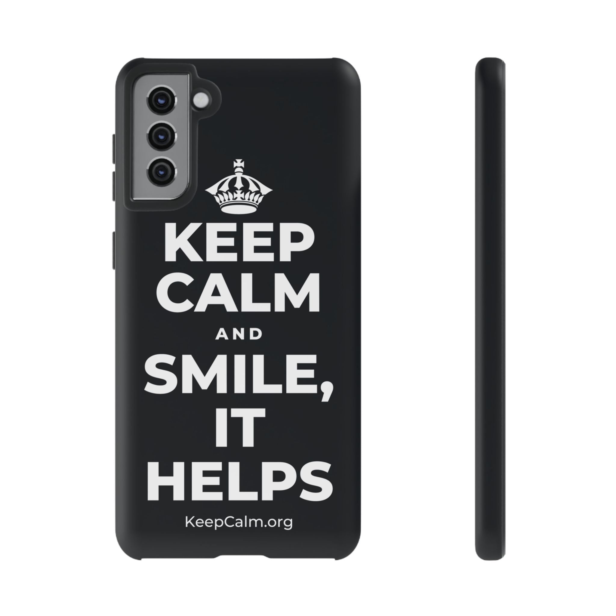 KEEP CALM AND SMILE, IT HELPS Phone Case (Dark)