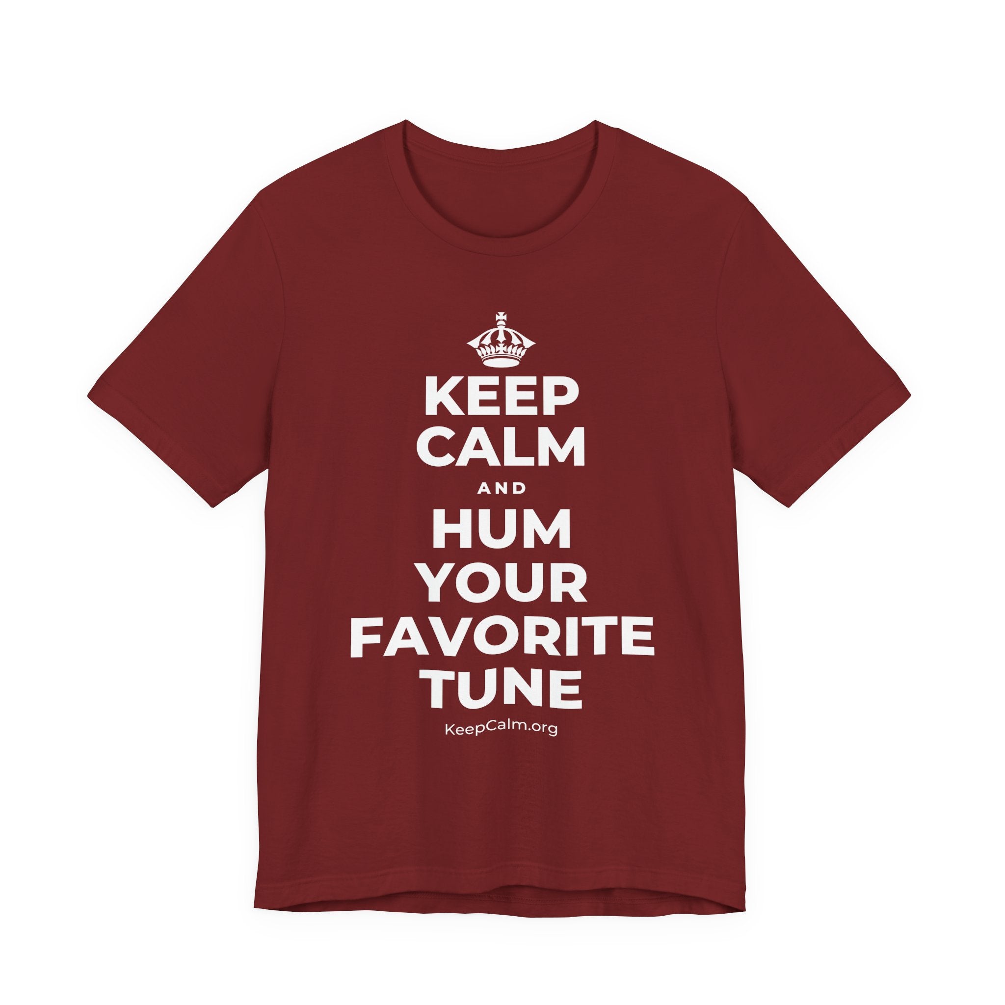KEEP CALM AND HUM YOUR FAVORITE TUNE T-Shirt (Baby Blue–Silver)