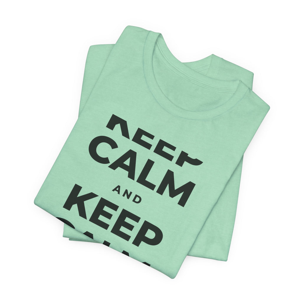 KEEP CALM AND BREATHE SLOWLY T-Shirt (Baby Blue–Silver)
