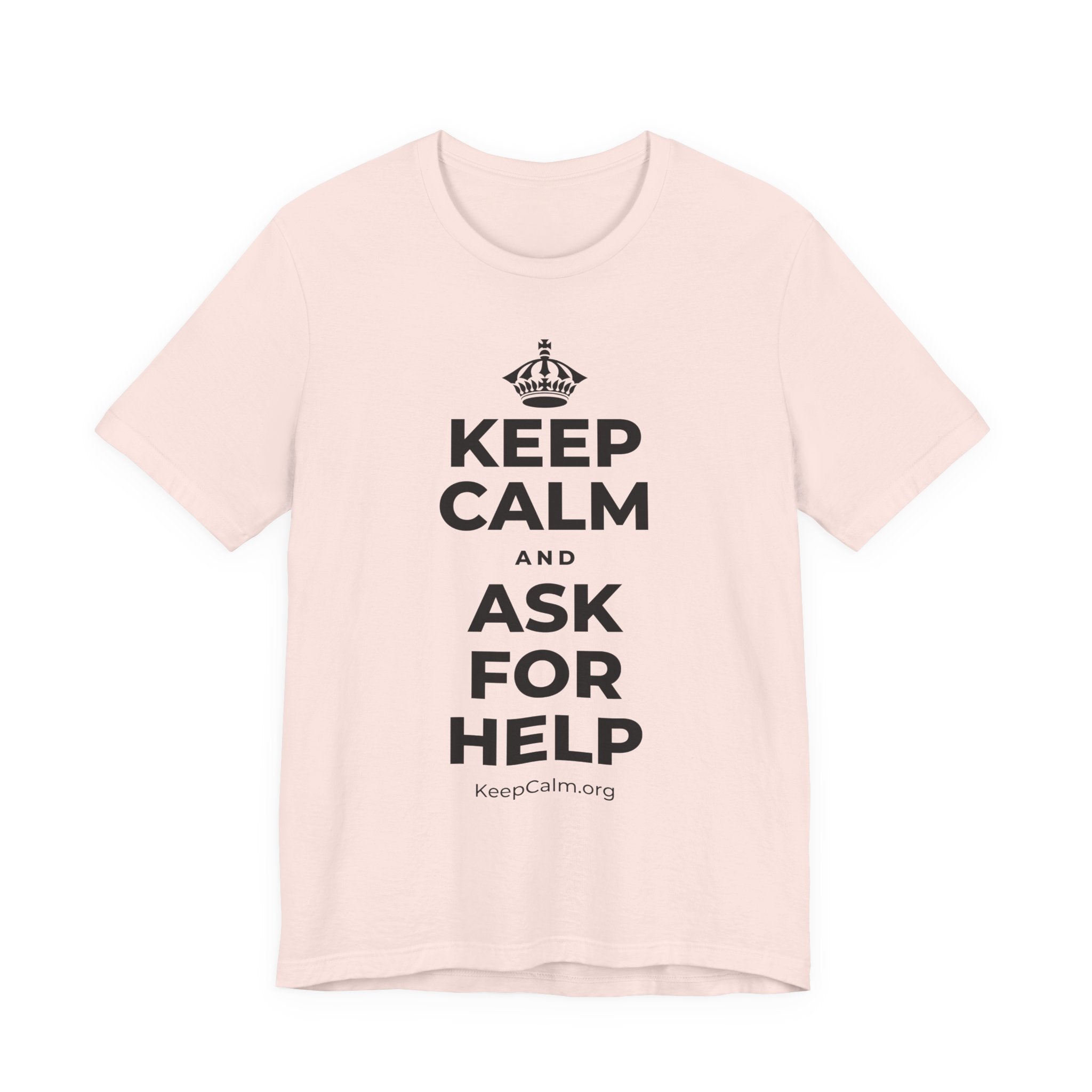 KEEP CALM AND ASK FOR HELP T-Shirt (Soft Cream–Heather Mauve)