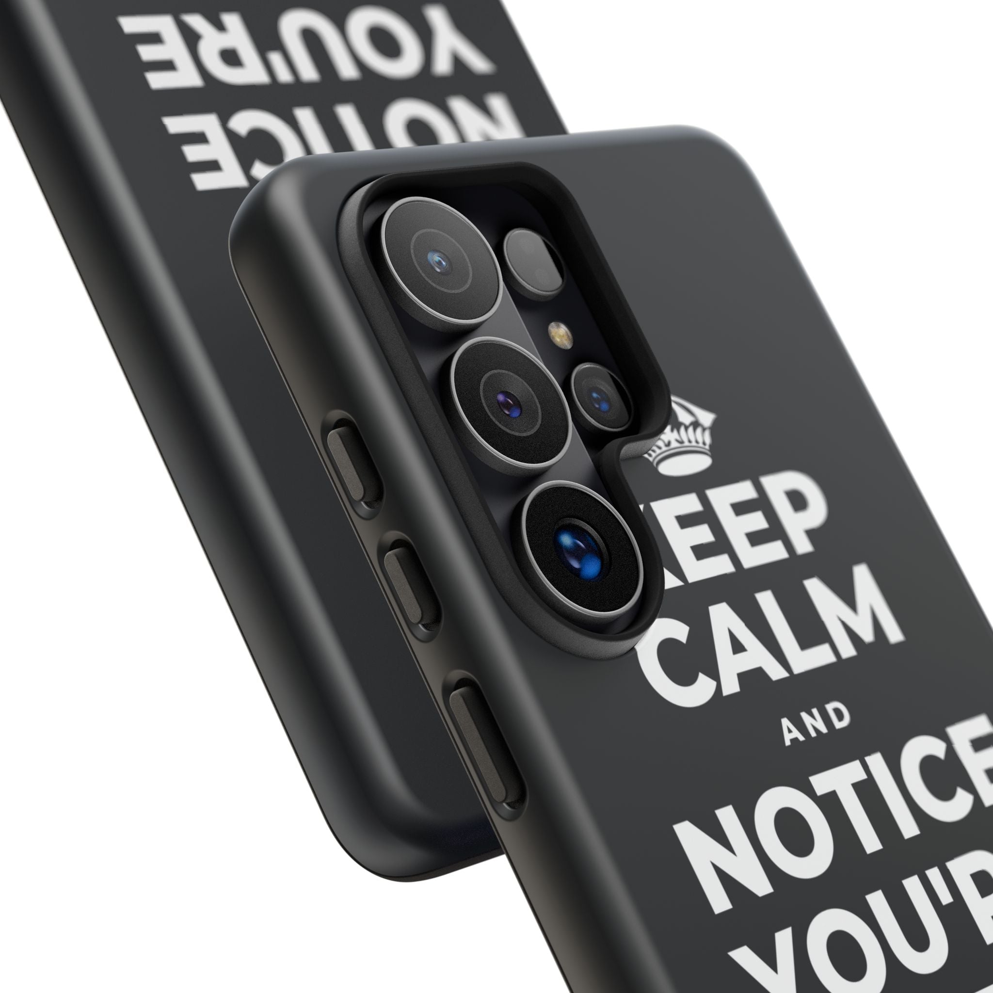 KEEP CALM AND NOTICE YOU'RE SAFE RIGHT NOW Phone Case (Dark)