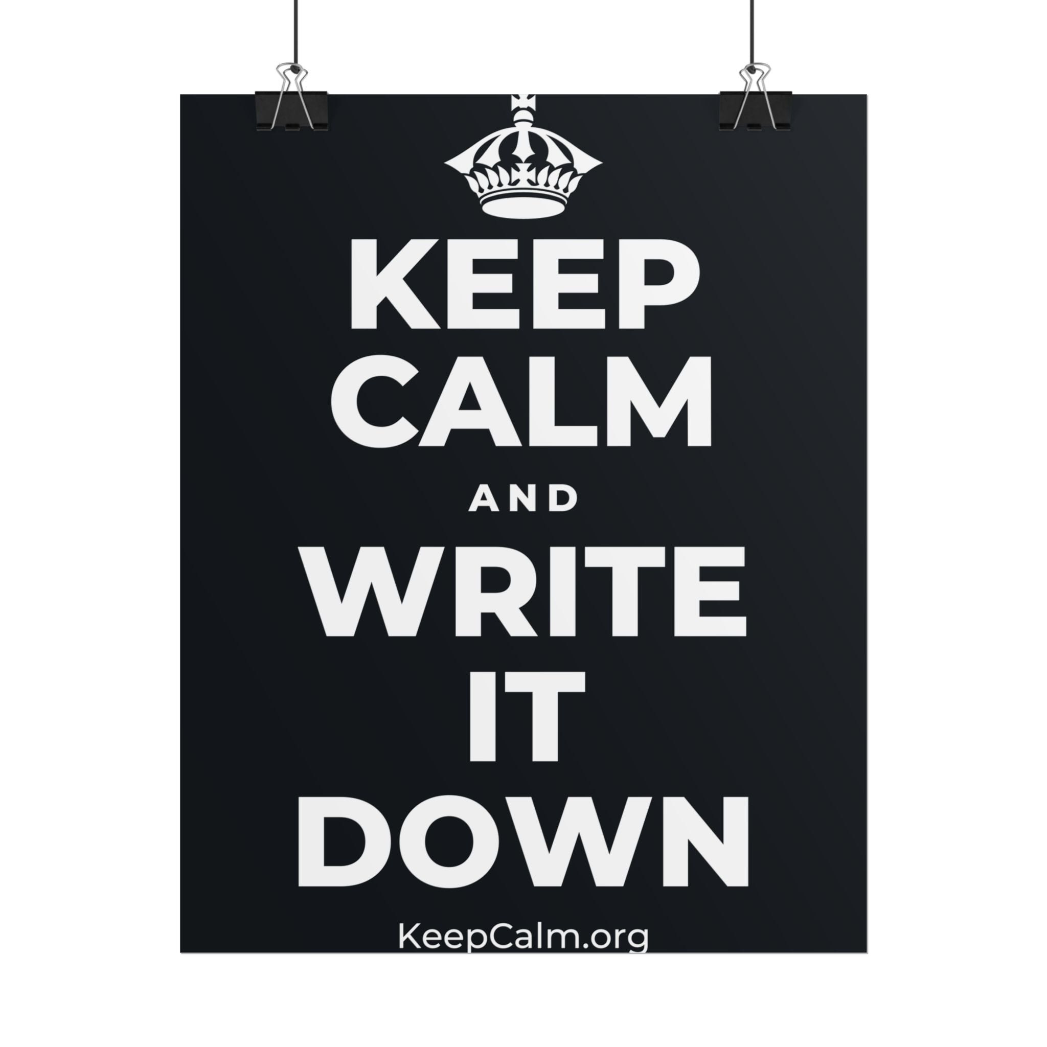KEEP CALM AND WRITE IT DOWN Poster (Dark)