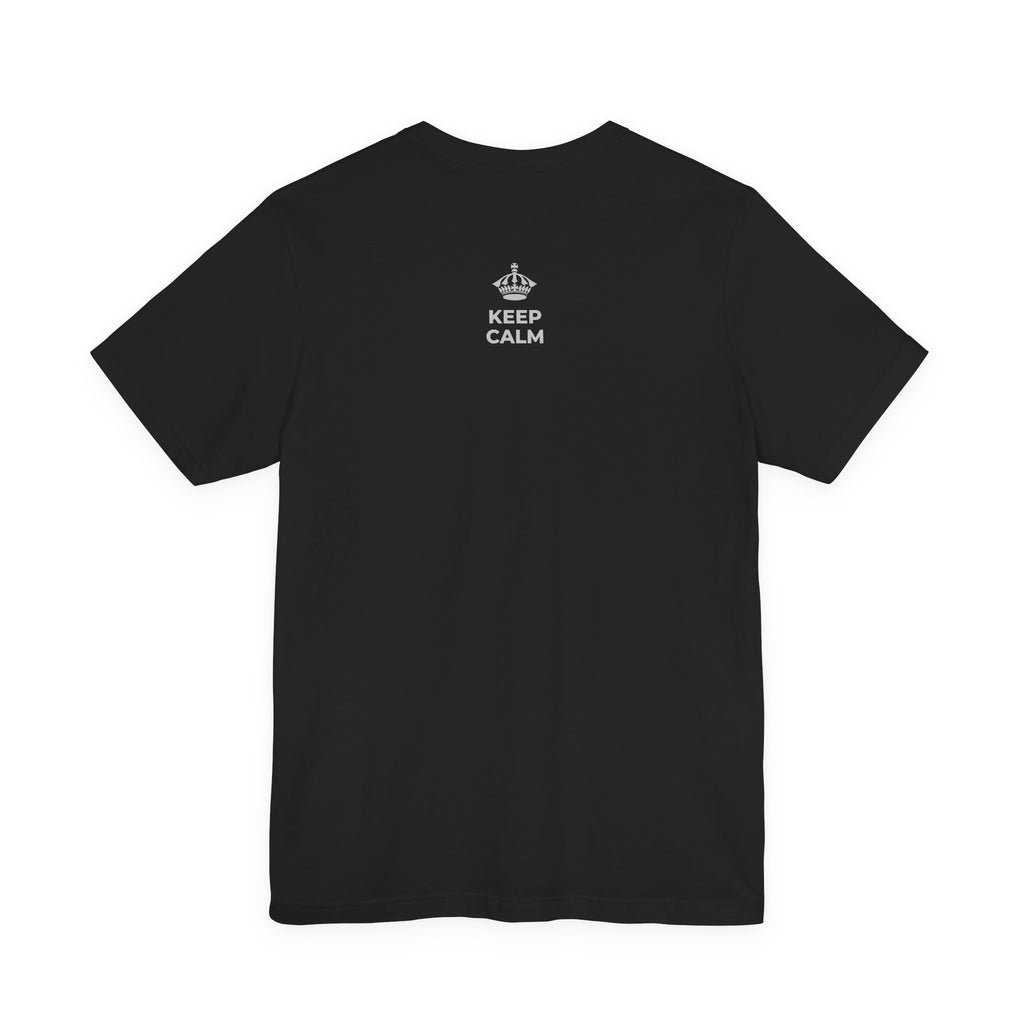 KEEP CALM AND HARD PART FIRST T-Shirt (White–Asphalt)