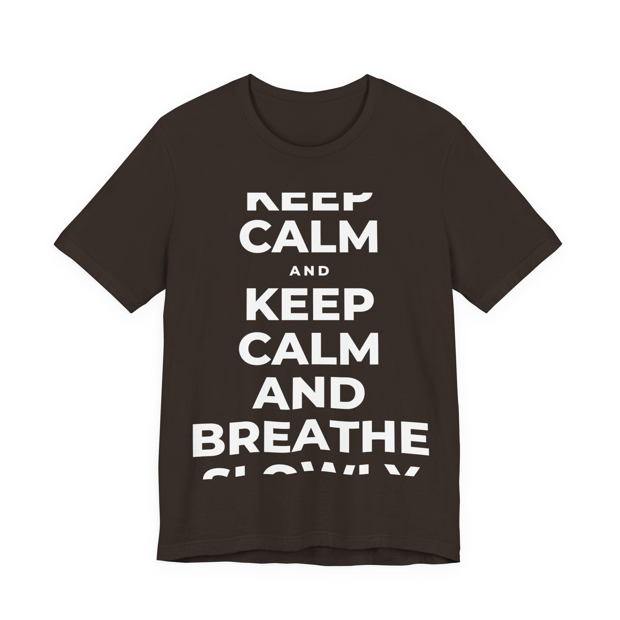 KEEP CALM AND BREATHE SLOWLY T-Shirt (Soft Cream–Heather Mauve)
