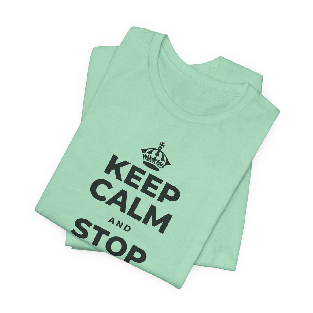 KEEP CALM AND STOP TRYING TO DO IT ALL T-Shirt (Baby Blue–Silver)