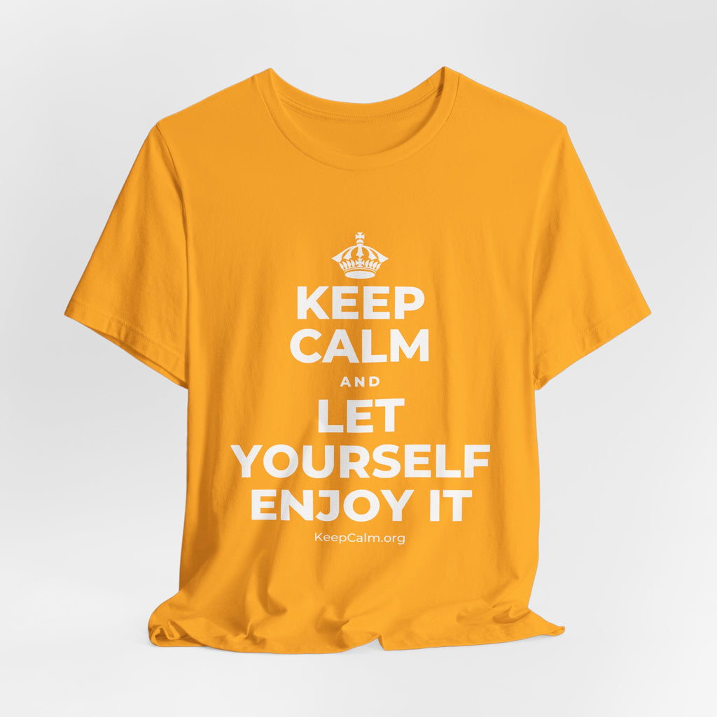 KEEP CALM AND LET YOURSELF ENJOY IT T-Shirt (Baby Blue–Silver)