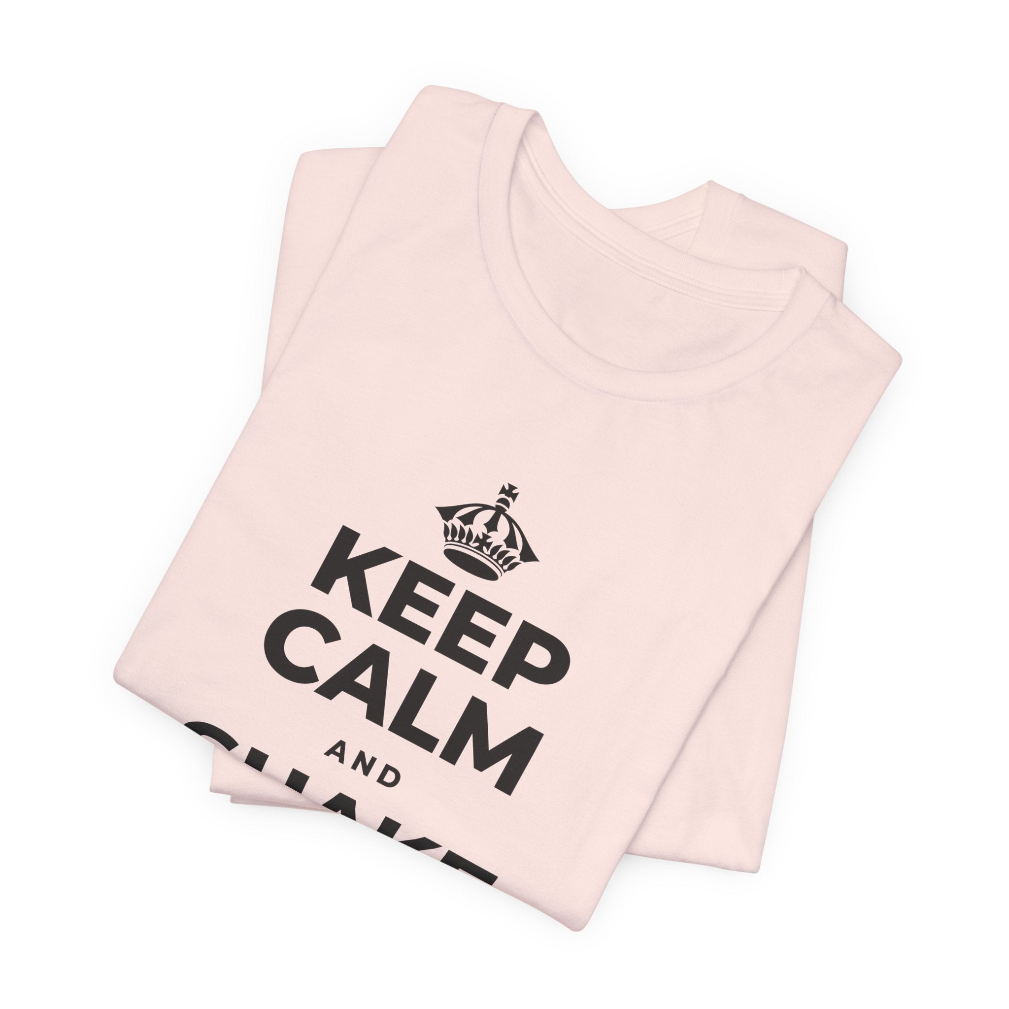 KEEP CALM AND SHAKE OFF THE WINTER T-Shirt (Soft Cream–Heather Mauve)