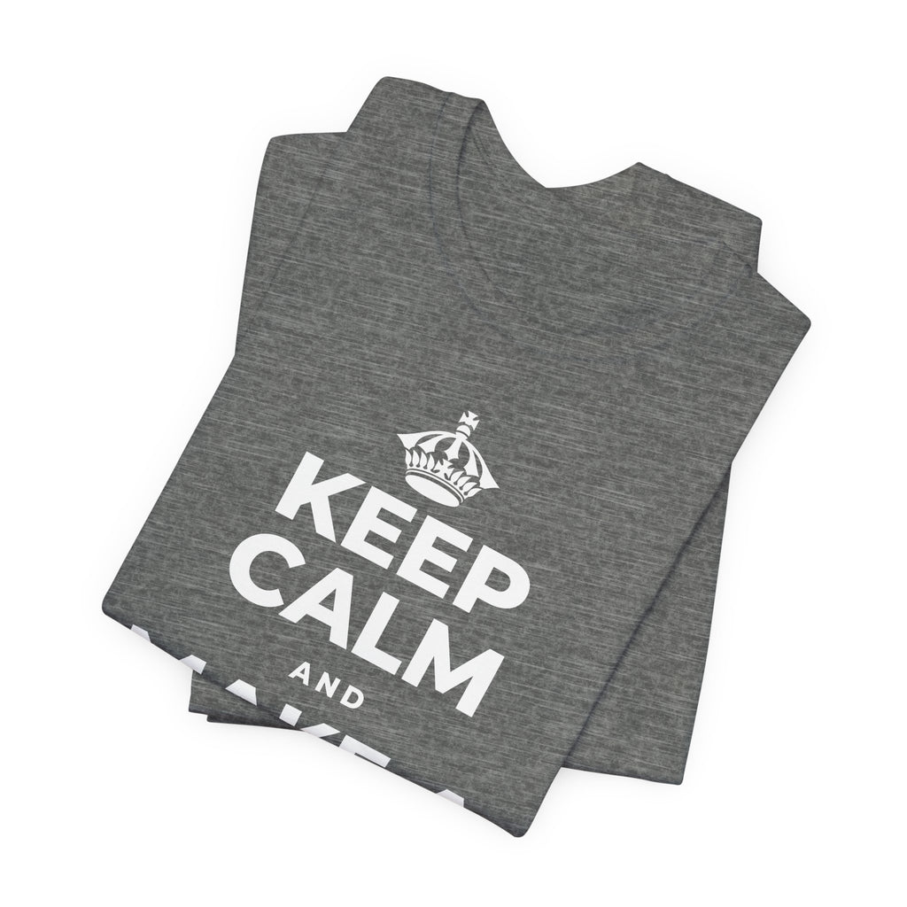 KEEP CALM AND MAKE A HAPPY MEMORY T-Shirt (Baby Blue–Silver)