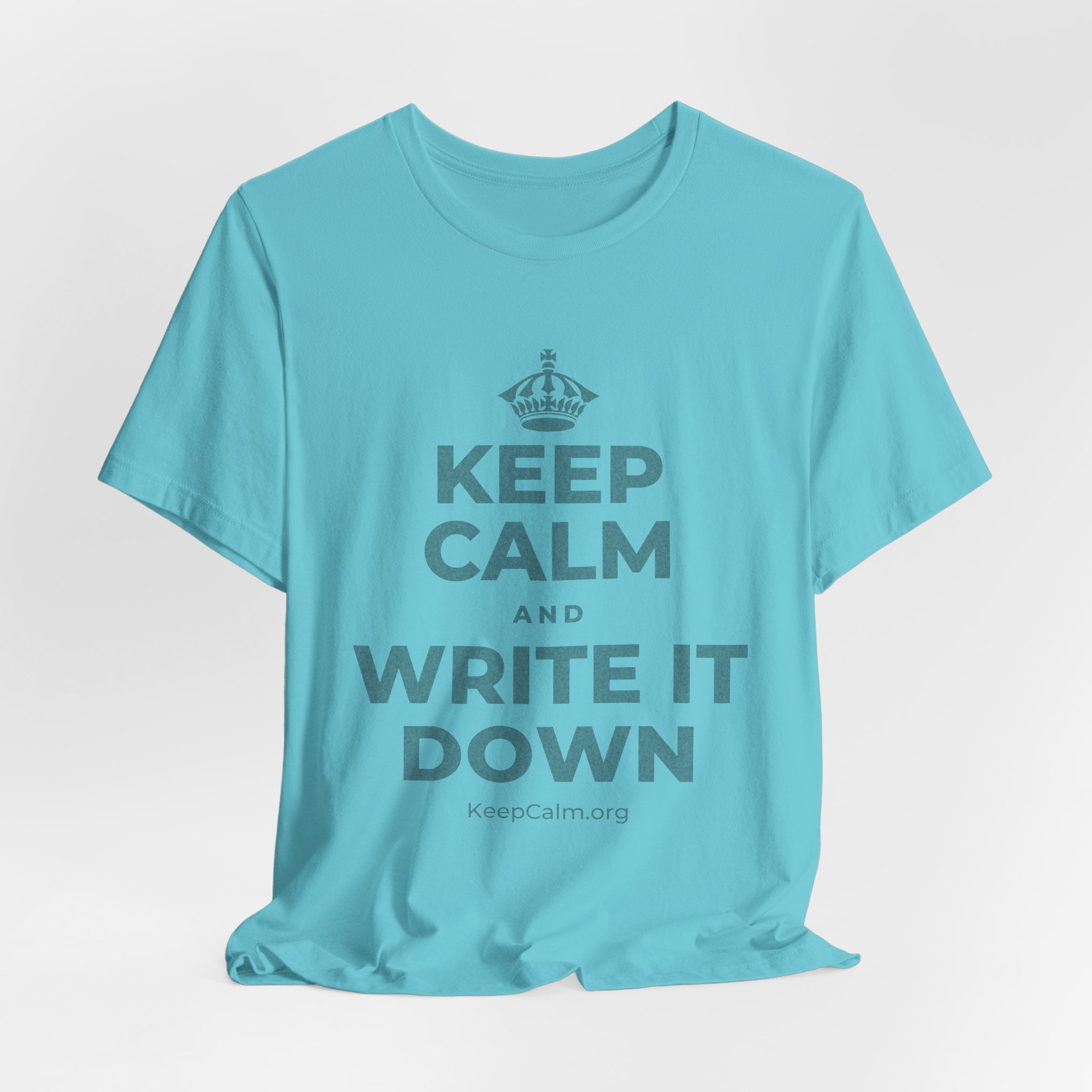 KEEP CALM AND WRITE IT DOWN T-Shirt (Soft Cream–Heather Mauve)