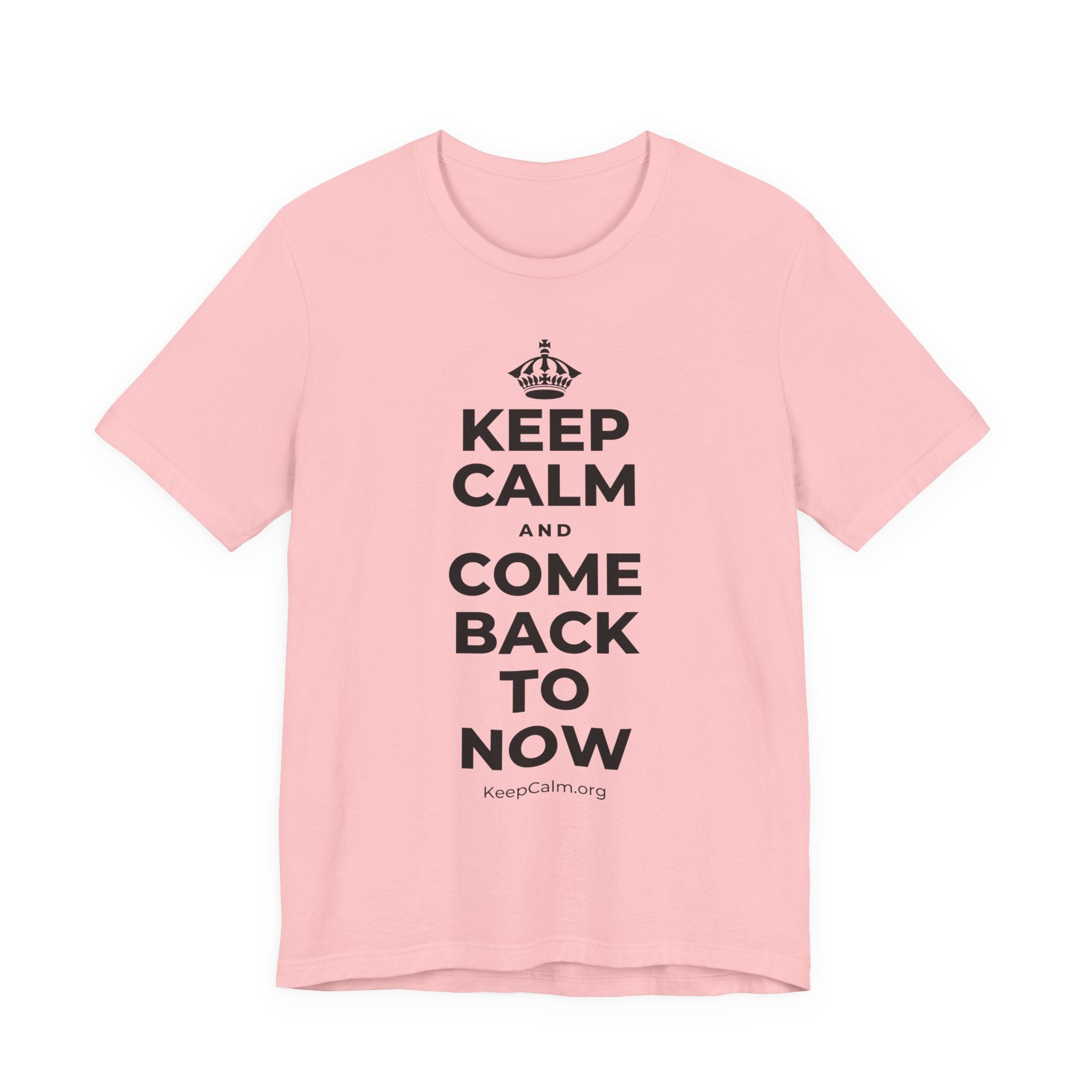 KEEP CALM AND COME BACK TO NOW T-Shirt (White–Asphalt)