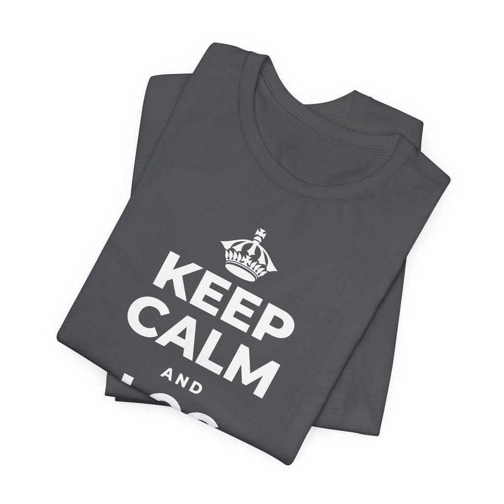 KEEP CALM AND LOG OFF EARLY T-Shirt (White–Asphalt)