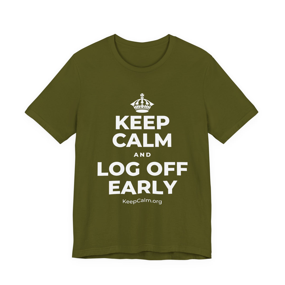 KEEP CALM AND LOG OFF EARLY T-Shirt (Baby Blue–Silver)