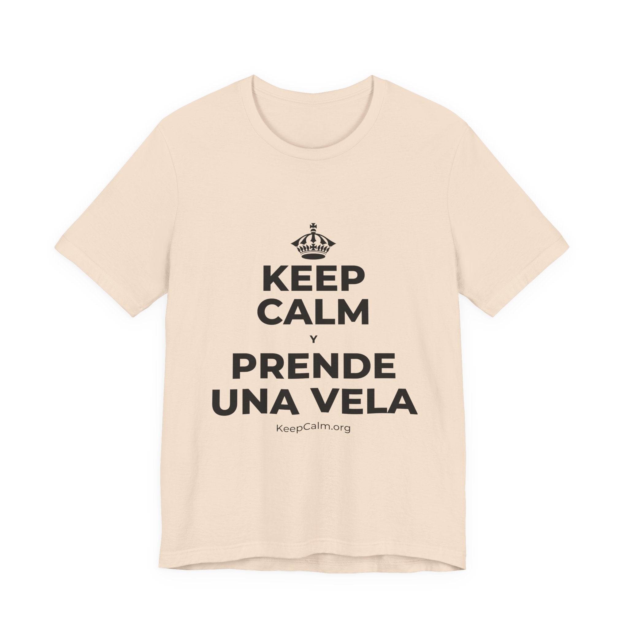 KEEP CALM Y PRENDE UNA VELA T-Shirt (Soft Cream–Heather Mauve)