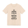 KEEP CALM AND ROCK THAT SMILE T-Shirt (Soft Cream–Heather Mauve)