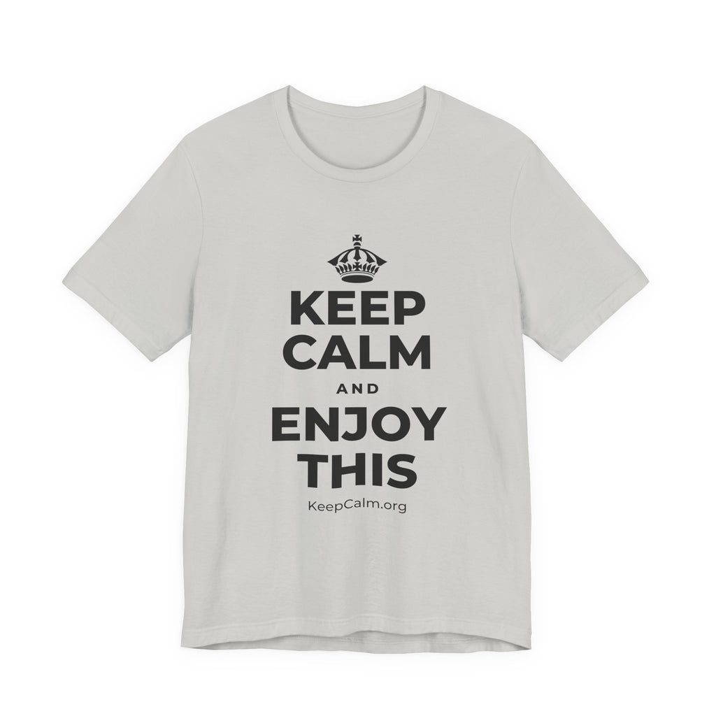 KEEP CALM AND ENJOY THIS T-Shirt (Baby Blue–Silver)