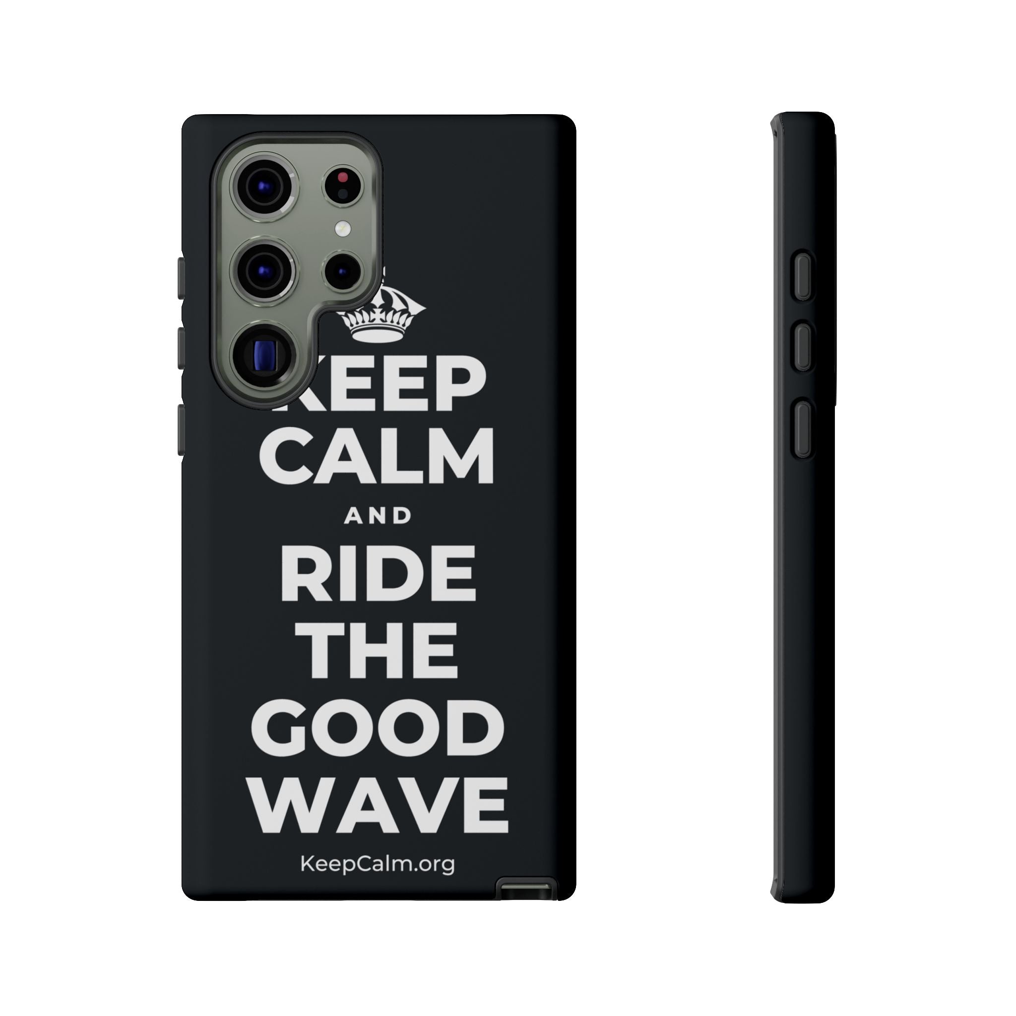 KEEP CALM AND RIDE THE GOOD WAVE Phone Case (Dark)