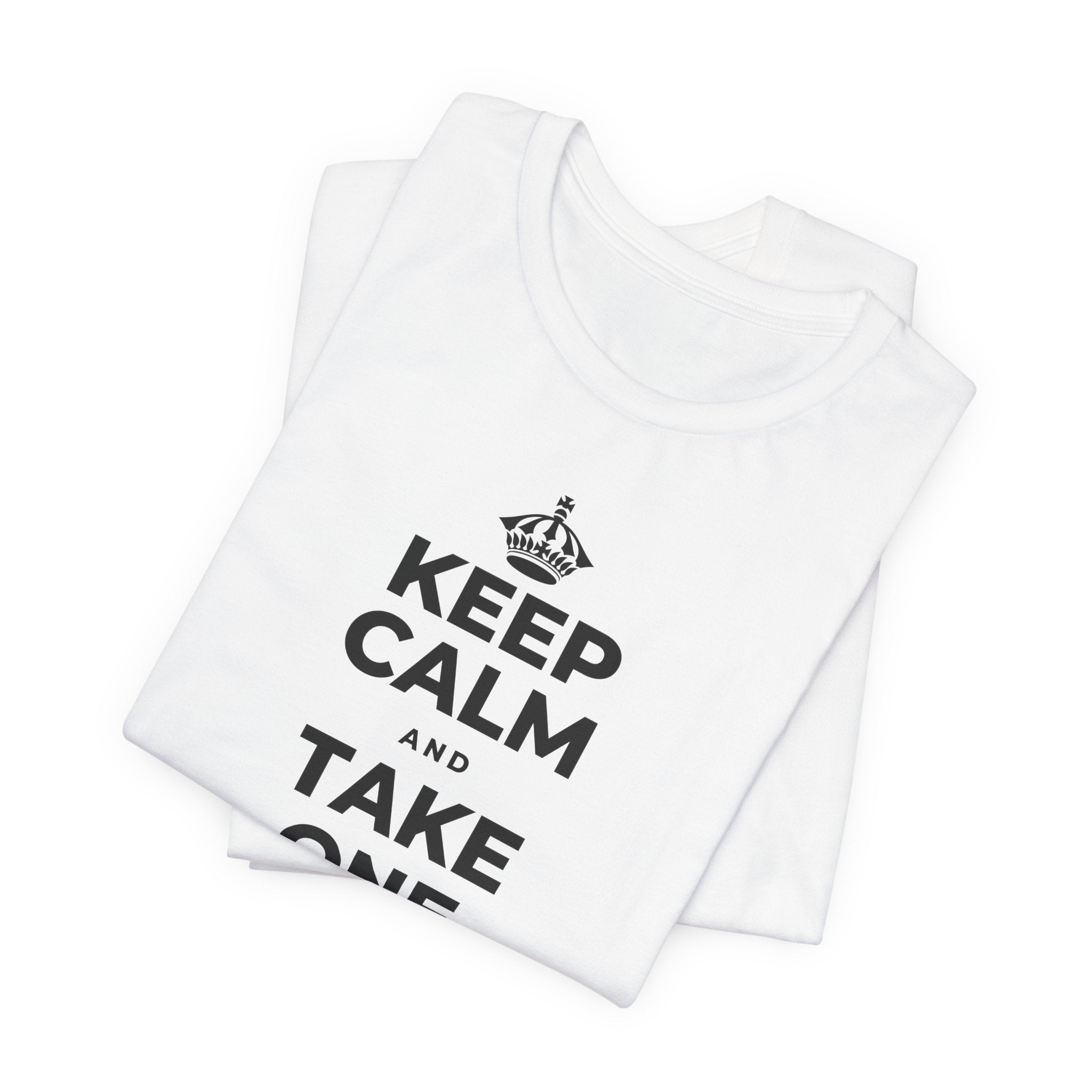 KEEP CALM AND TAKE ONE BREATH AT A TIME T-Shirt (White–Asphalt)