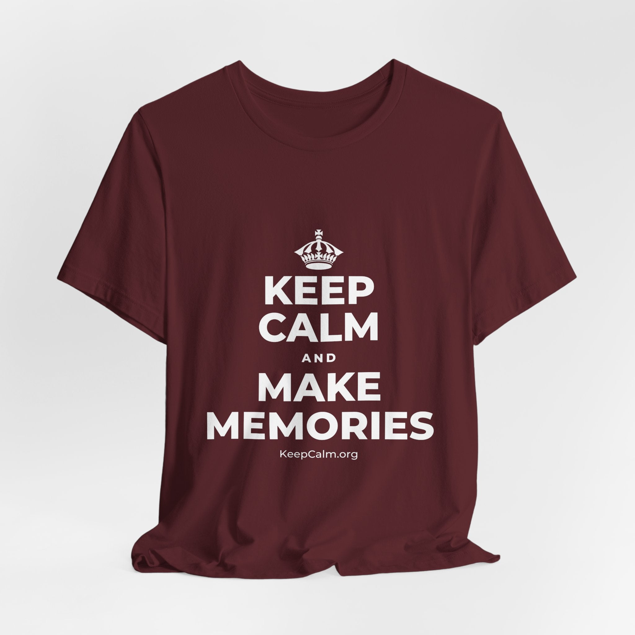 KEEP CALM AND MAKE MEMORIES T-Shirt (Baby Blue–Silver)