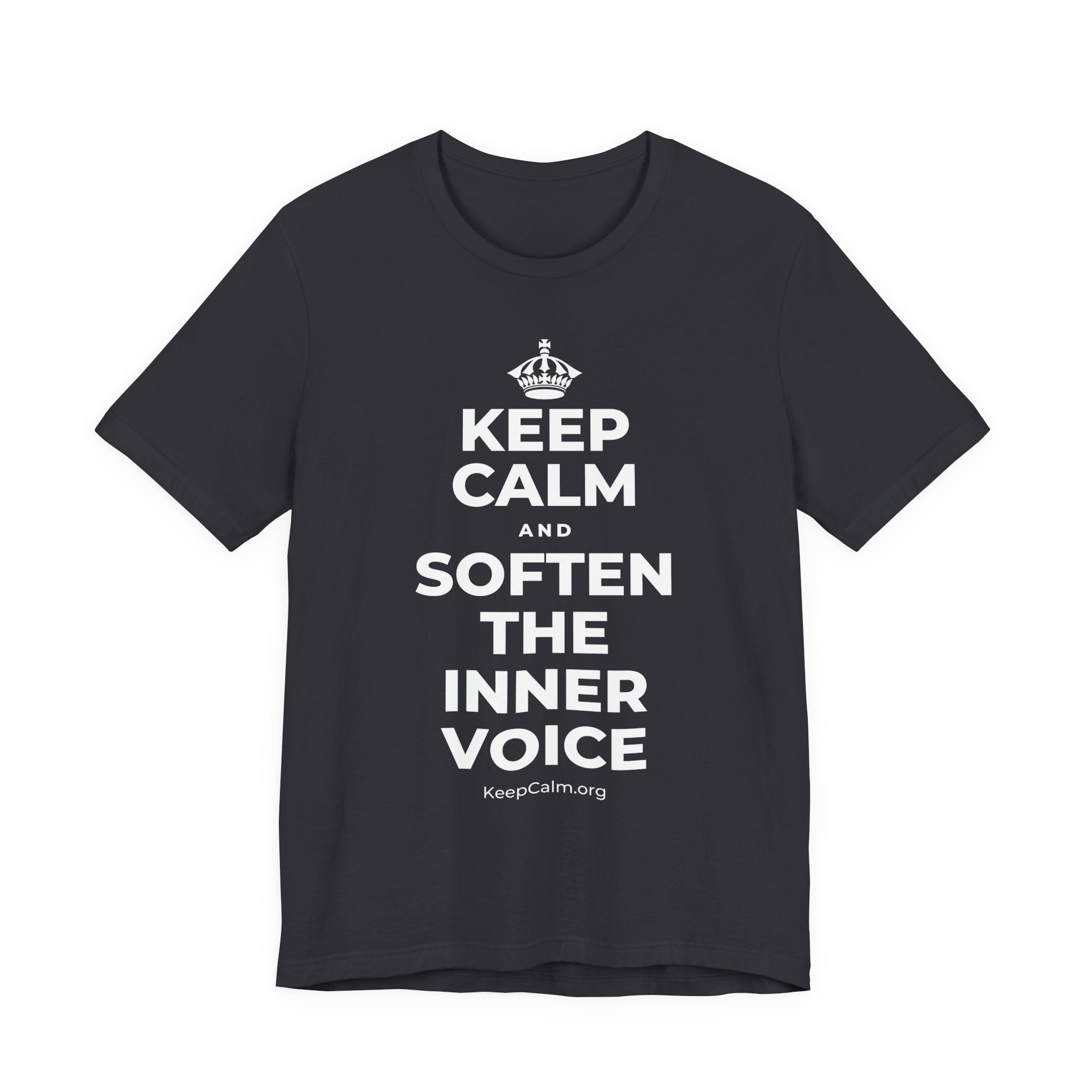 KEEP CALM AND SOFTEN THE INNER VOICE T-Shirt (Baby Blue–Silver)