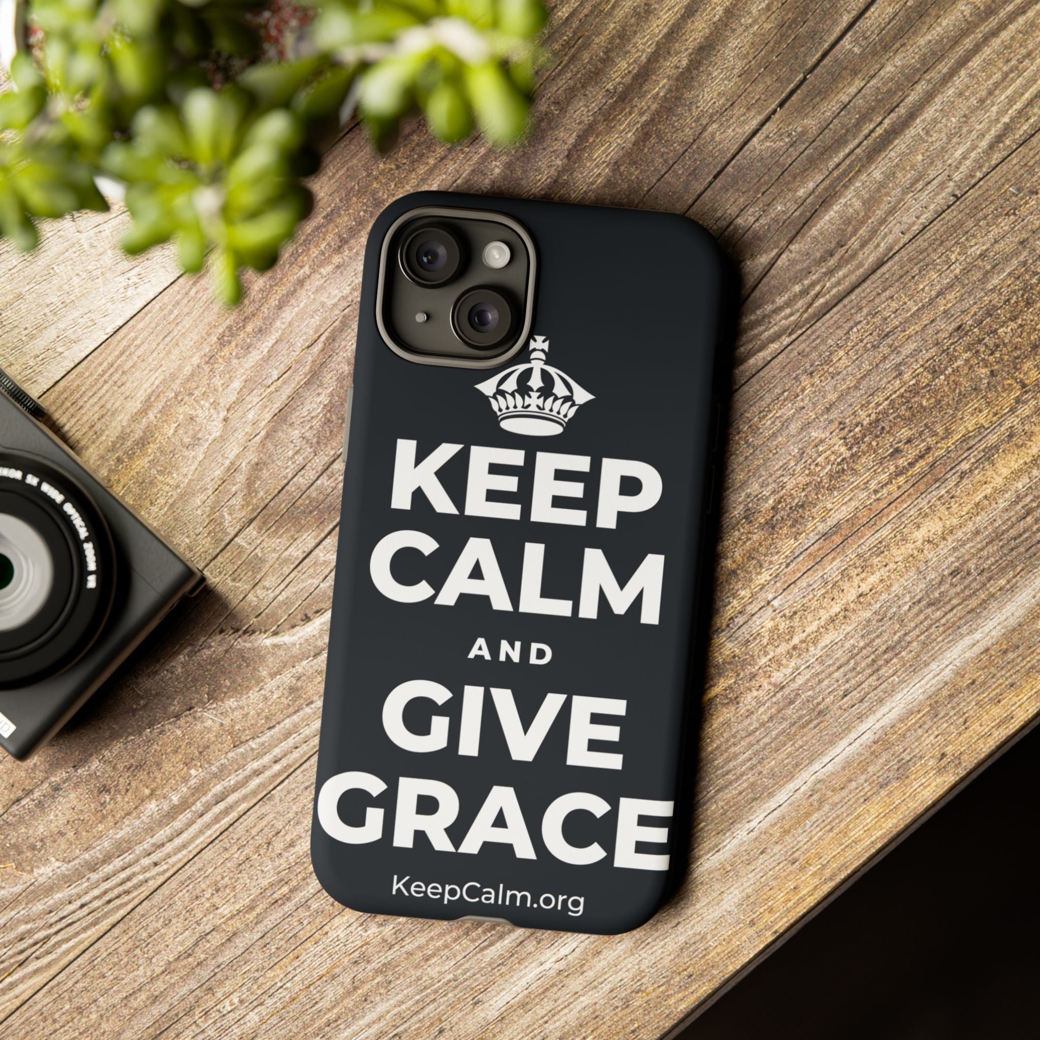 KEEP CALM AND GIVE GRACE Phone Case (Dark)