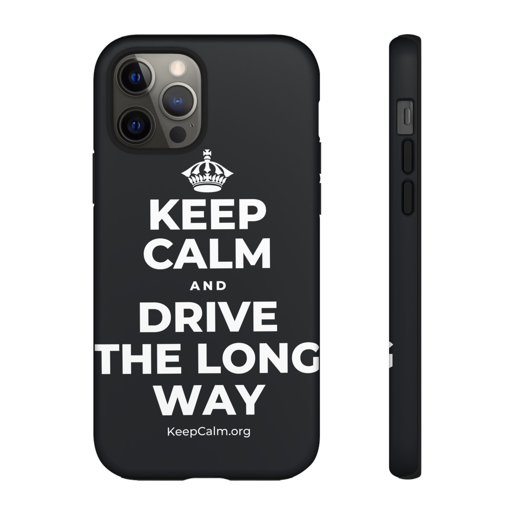 KEEP CALM AND DRIVE THE LONG WAY Phone Case (Dark)