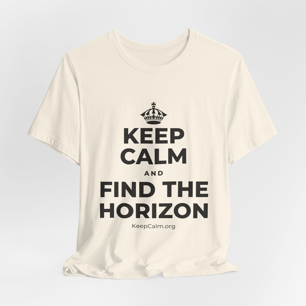KEEP CALM AND FIND THE HORIZON T-Shirt (White–Asphalt)