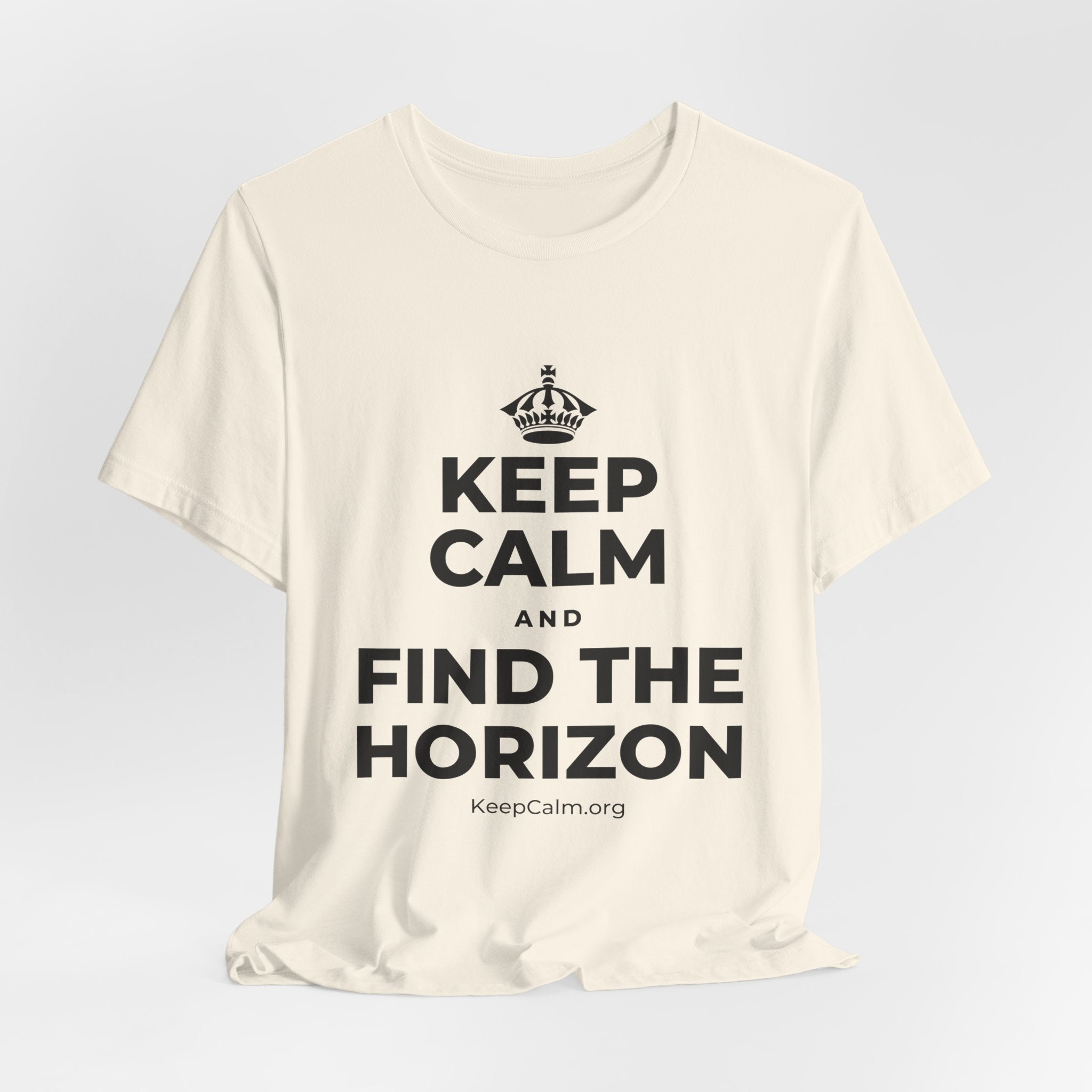 KEEP CALM AND FIND THE HORIZON T-Shirt (White–Asphalt)