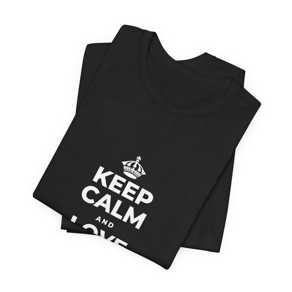 KEEP CALM AND LOVE WITHOUT POSSESSION T-Shirt (White–Asphalt)