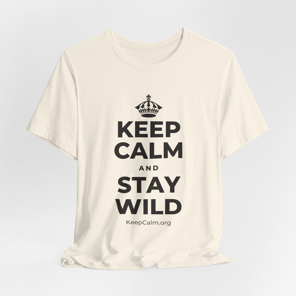KEEP CALM AND STAY WILD T-Shirt (White–Asphalt)