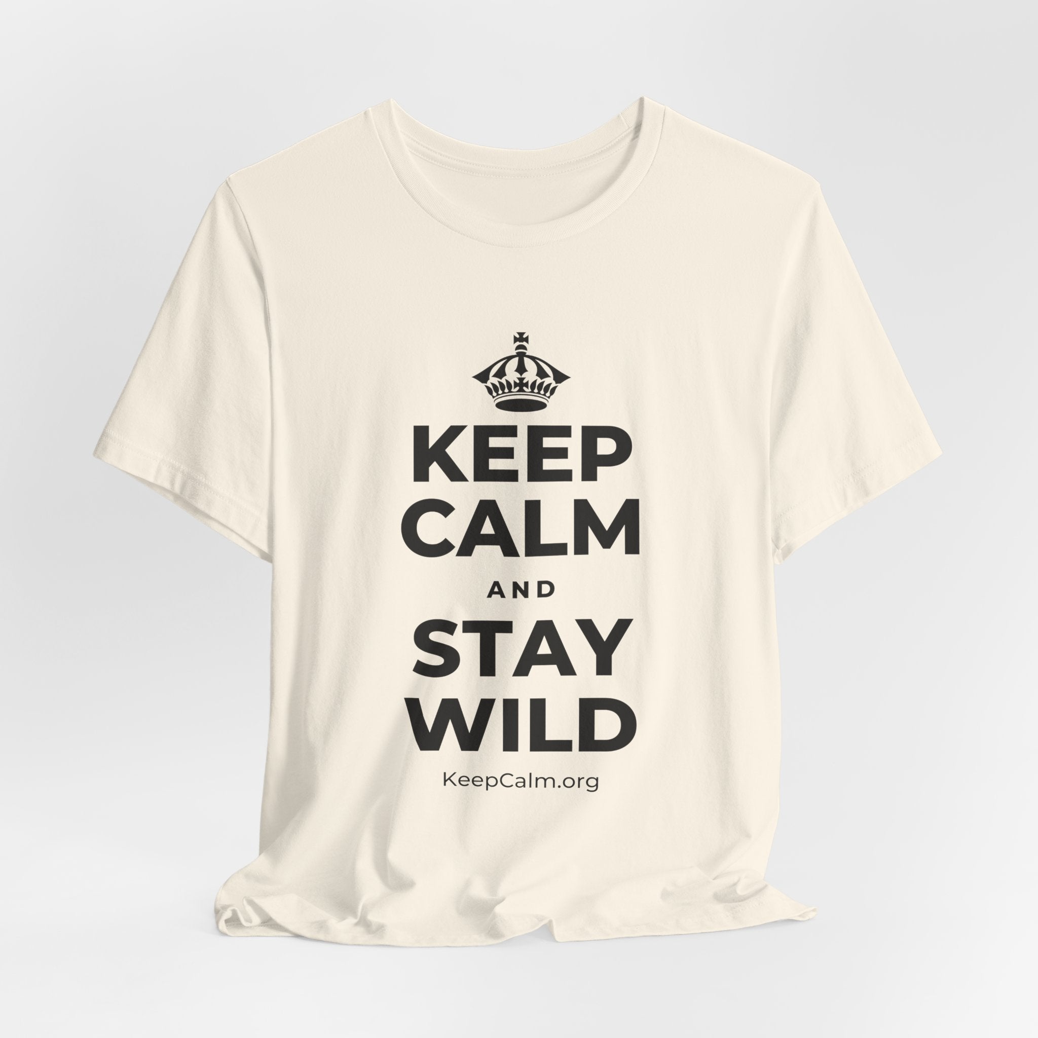 KEEP CALM AND STAY WILD T-Shirt (White–Asphalt)