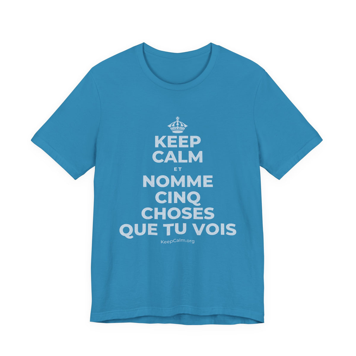 KEEP CALM ET NOMME CINQ CHOSES QUE TU VOIS T-Shirt (White–Asphalt)