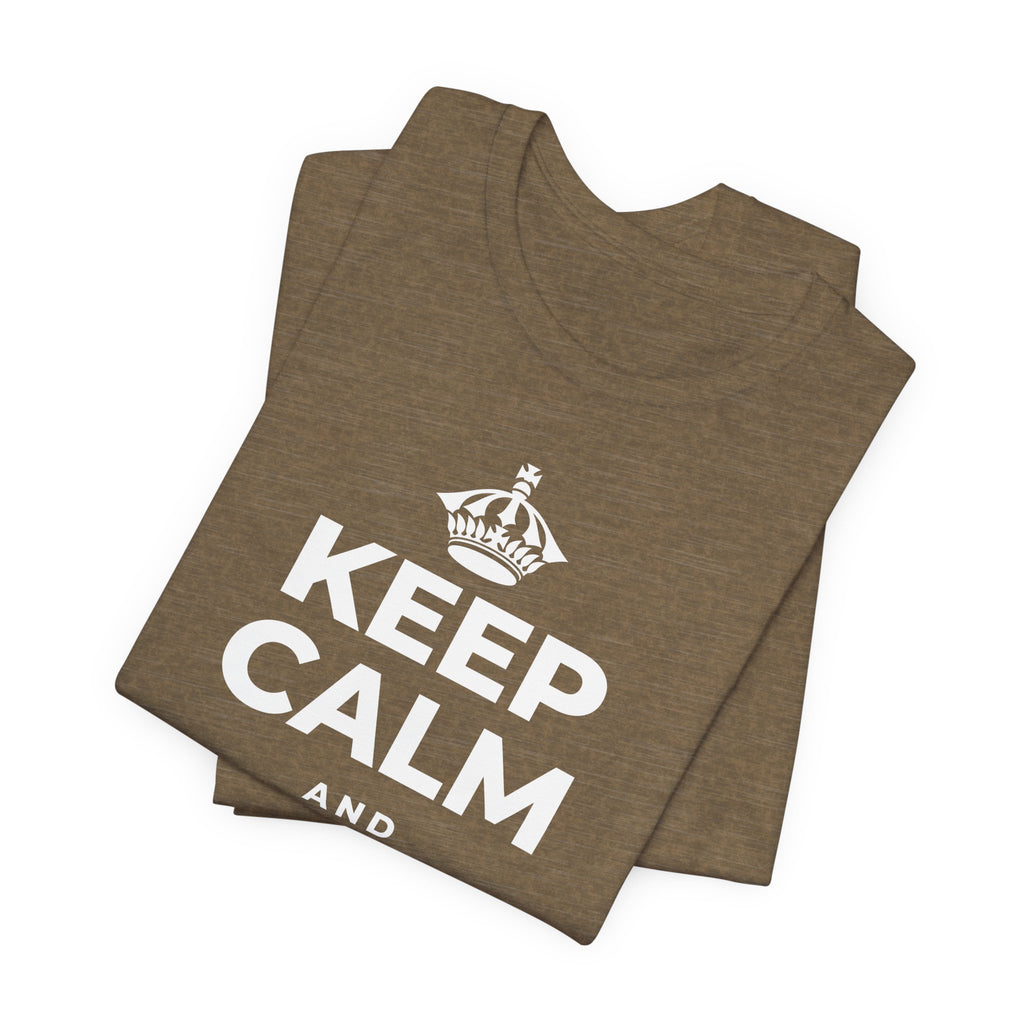 KEEP CALM AND வார இறுதிக்குள் மெதுவாக இறங்குங்கள் T-Shirt (Soft Cream–Heather Mauve)
