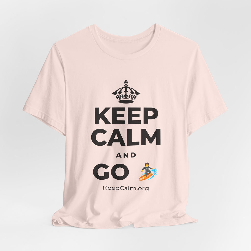 KEEP CALM AND GO 🏄 T-Shirt (Soft Cream–Heather Mauve)