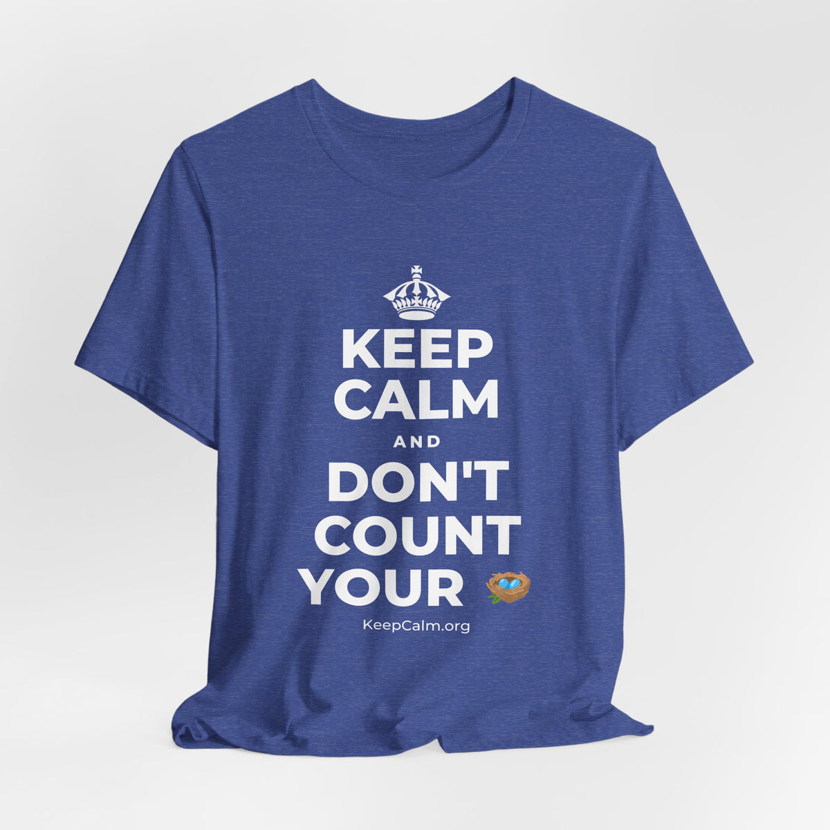 KEEP CALM AND DON'T COUNT YOUR 🪺 T-Shirt (Baby Blue–Silver)