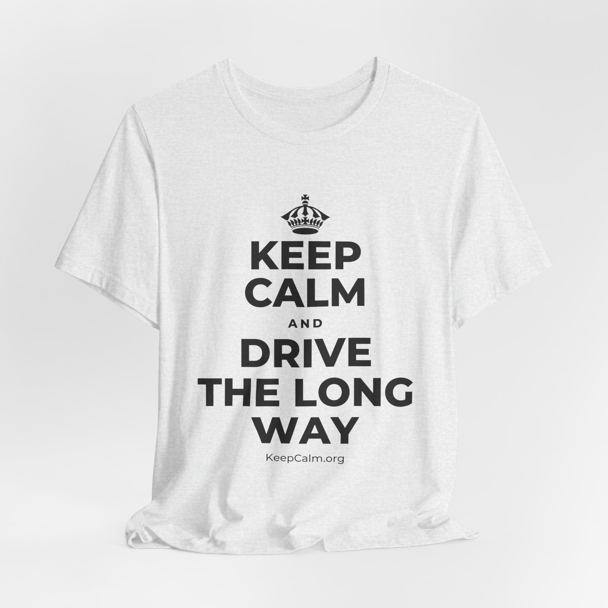 KEEP CALM AND DRIVE THE LONG WAY T-Shirt (Soft Cream–Heather Mauve)