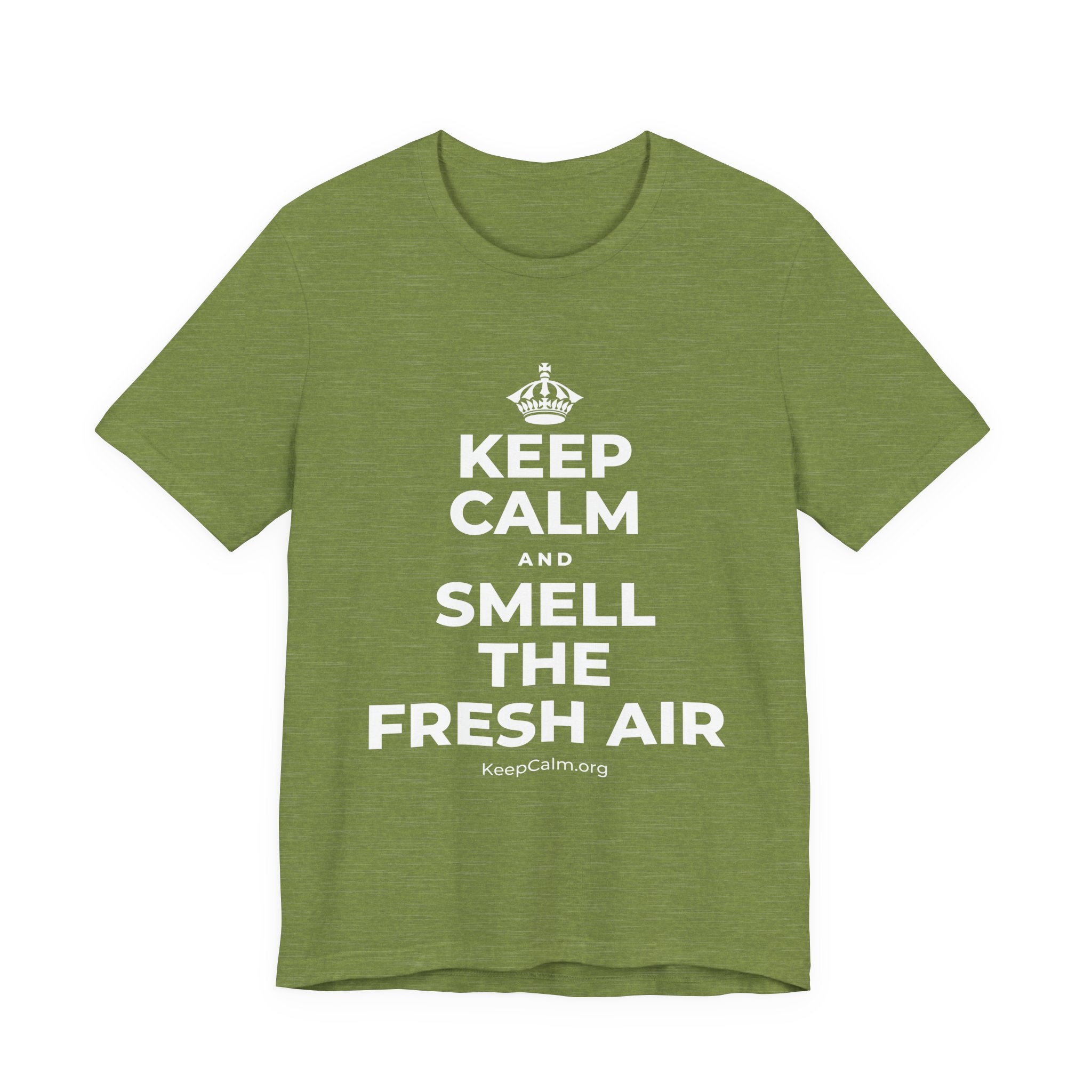 KEEP CALM AND SMELL THE FRESH AIR T-Shirt (Baby Blue–Silver)