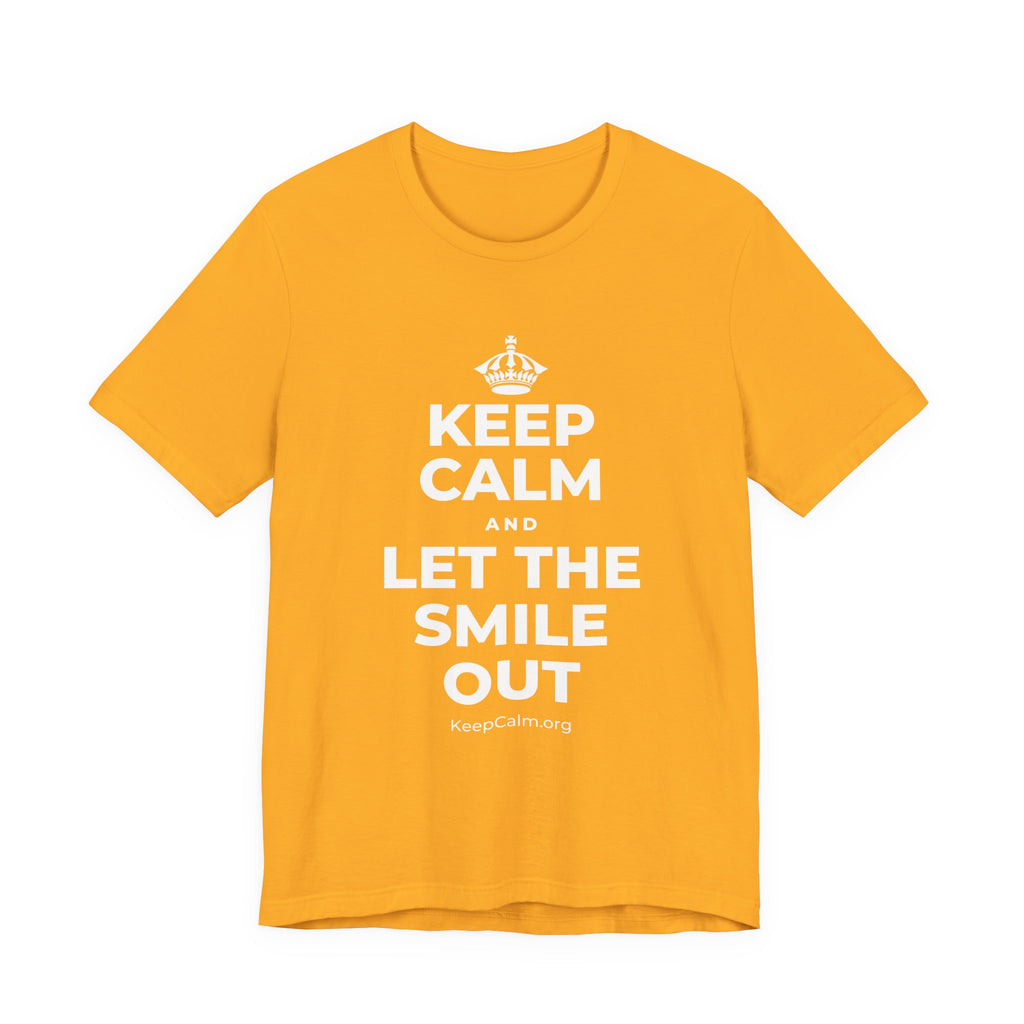 KEEP CALM AND LET THE SMILE OUT T-Shirt (Baby Blue–Silver)