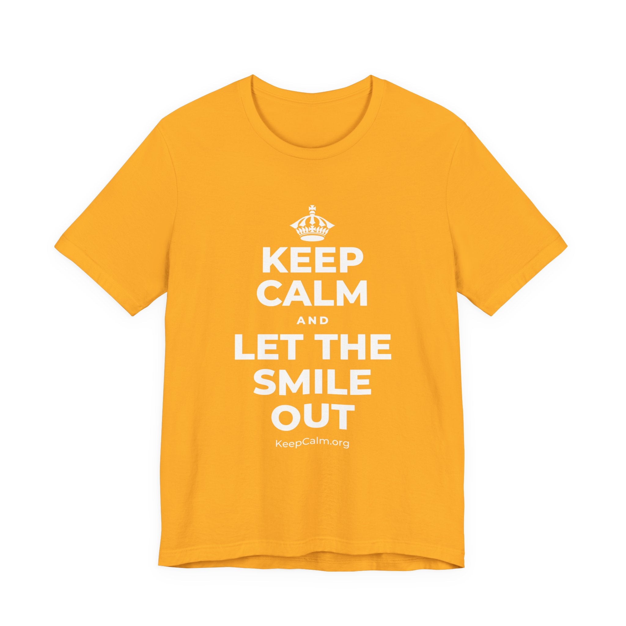 KEEP CALM AND LET THE SMILE OUT T-Shirt (Baby Blue–Silver)