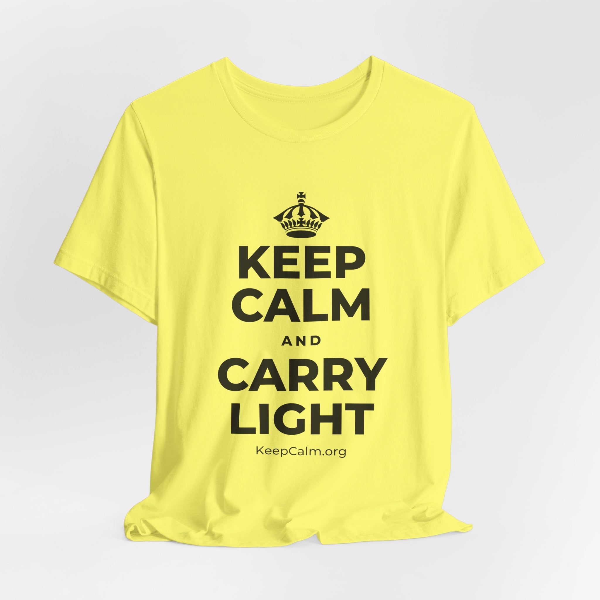 KEEP CALM AND CARRY LIGHT T-Shirt (Soft Cream–Heather Mauve)